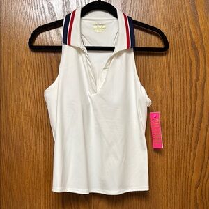 Lilly Pulitzer White Sleeveless Polo Tank Top